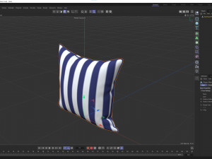 Blue White Striped Pillow 3D Model
