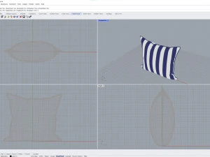 파란색 흰색 줄무늬 베개 3D 모델