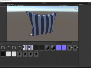 파란색 흰색 줄무늬 베개 3D 모델