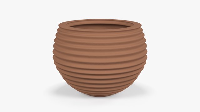 Terracotta Striped Clay Pot 3Dモデル .c4d .max .obj .3ds .fbx .stl .blend 