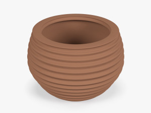Terracotta Striped Clay Pot 3Dモデル
