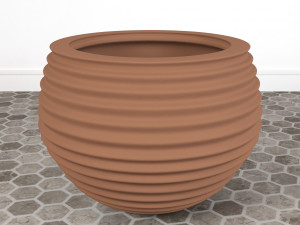 Terracotta Striped Clay Pot 3Dモデル
