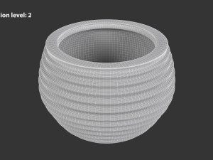 Terracotta Striped Clay Pot 3Dモデル