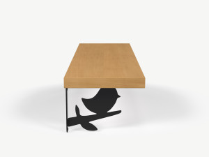 Wooden Wall Shelf with Bird Decoration 3D Model