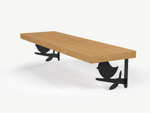Wooden Wall Shelf with Bird Decoration 3D Model