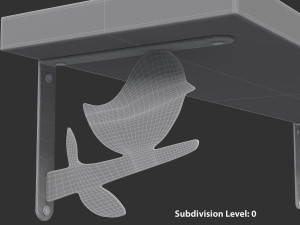 Wooden Wall Shelf with Bird Decoration 3D Model