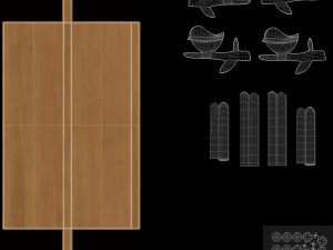 Wooden Wall Shelf with Bird Decoration 3D Model