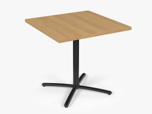 Restaurant Square Table with Metal Base and Wood Top Modello 3D