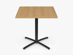 Restaurant Square Table with Metal Base and Wood Top 3D Модель