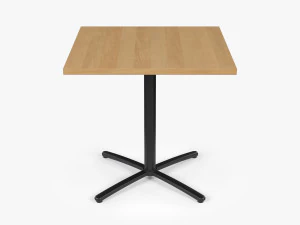 Restaurant Square Table with Metal Base and Wood Top 3D Model
