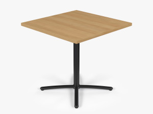 Restaurant Square Table with Metal Base and Wood Top 3D Модель