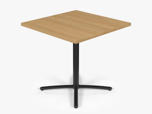 Restaurant Square Table with Metal Base and Wood Top 3D Model