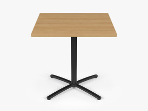 Restaurant Square Table with Metal Base and Wood Top 3D Модель