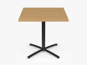 Restaurant Square Table with Metal Base and Wood Top 3D Model