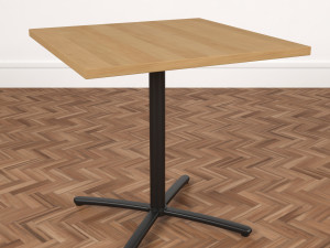 Restaurant Square Table with Metal Base and Wood Top 3D Модель