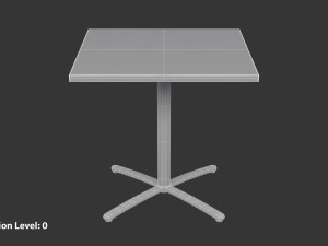 Restaurant Square Table with Metal Base and Wood Top 3D Модель