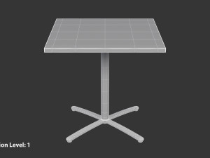 Restaurant Square Table with Metal Base and Wood Top 3D Модель