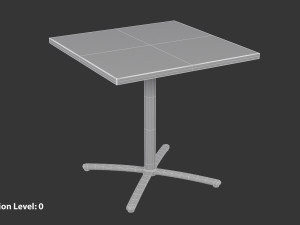 Restaurant Square Table with Metal Base and Wood Top 3D Модель