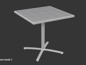 Restaurant Square Table with Metal Base and Wood Top 3D Модель