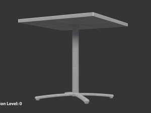 Restaurant Square Table with Metal Base and Wood Top 3D Модель