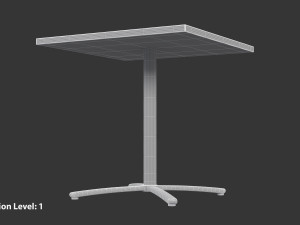 Restaurant Square Table with Metal Base and Wood Top 3D Модель
