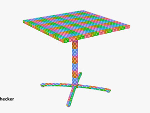 Restaurant Square Table with Metal Base and Wood Top 3D Модель