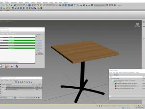 Restaurant Square Table with Metal Base and Wood Top 3D Model