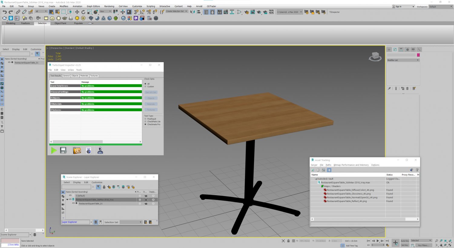 Restaurant Square Table With Metal Base And Wood Top Modelo 3D In.