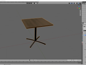 Restaurant Square Table with Metal Base and Wood Top 3D Модель