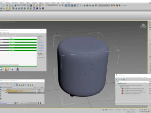 Round Fabric Ottoman 3D Model