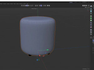 Round Fabric Ottoman 3D Model