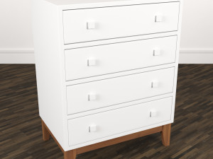White Chest of Drawers Model 3D
