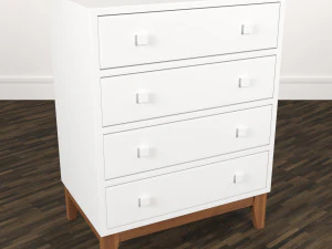 White Chest of Drawers 3D Model