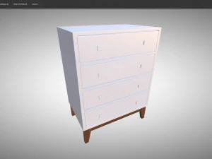 White Chest of Drawers 3D Model