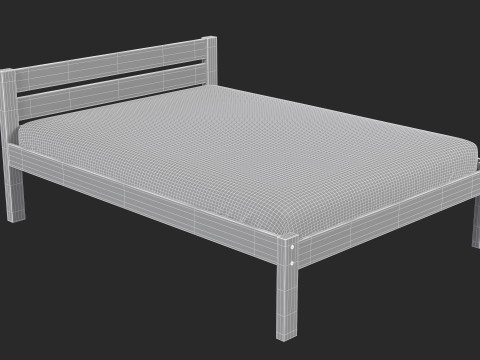 Classic Wooden Bed 3D मॉडल
