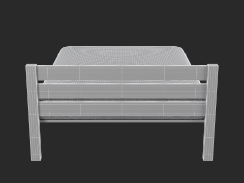 Classic Wooden Bed 3D मॉडल