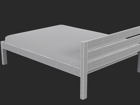 Classic Wooden Bed 3D मॉडल