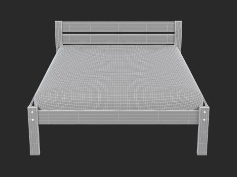 Classic Wooden Bed 3D मॉडल