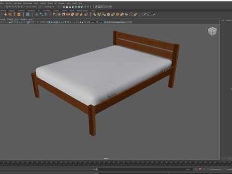 Classic Wooden Bed 3D मॉडल