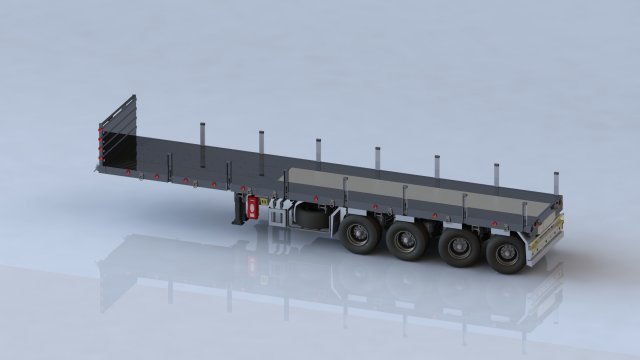 EXTENDED SEMI TRAILER 3D Model .c4d .max .obj .3ds .fbx .stl .blend 