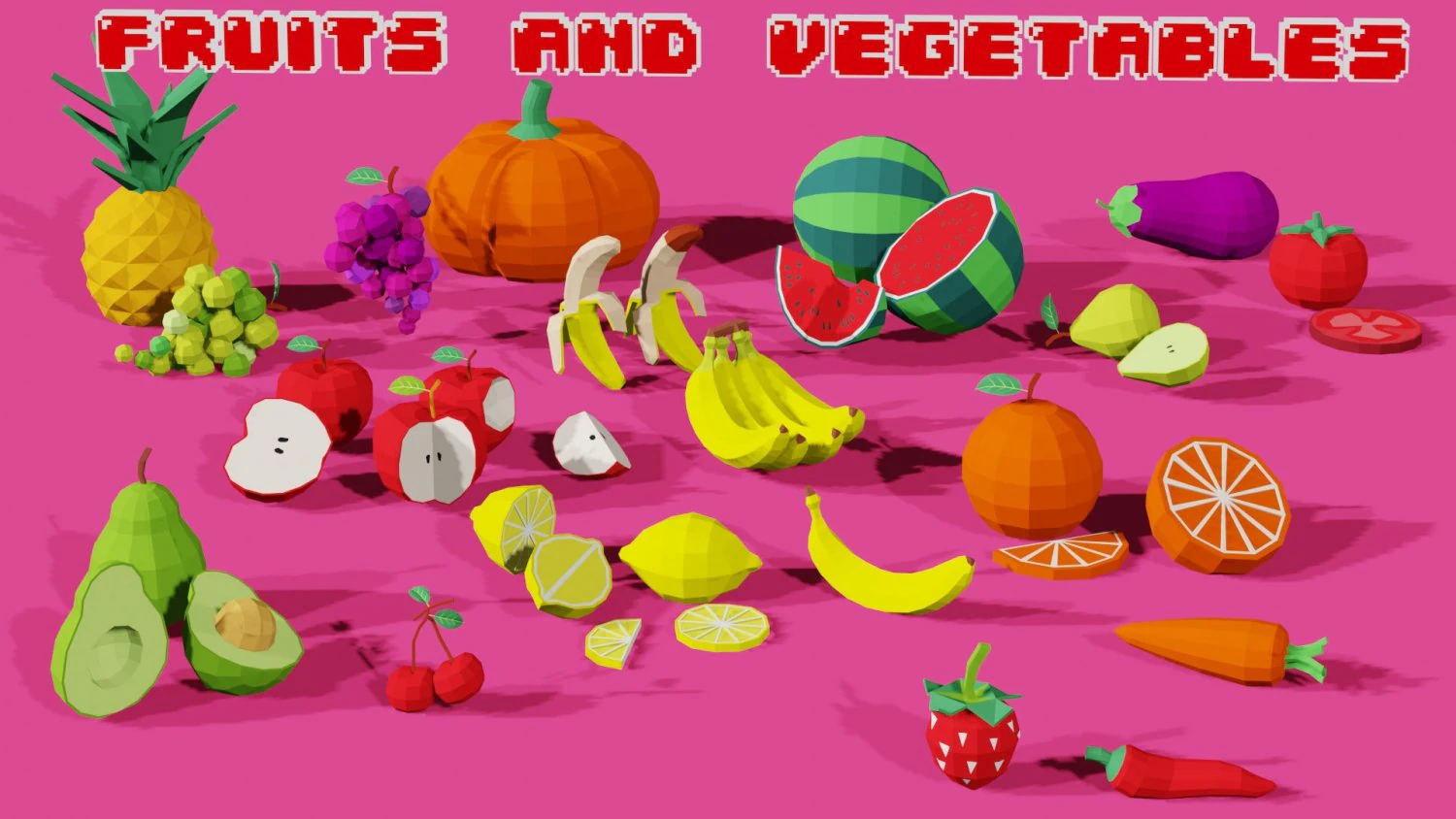 fruits and vegetables collection 3D Model .c4d .max .obj .3ds .fbx .stl .blend
