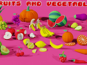 fruits and vegetables collection Modèle 3D