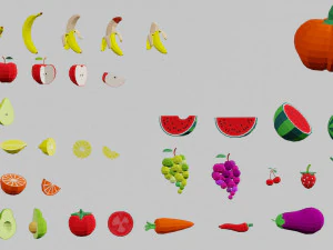 fruits and vegetables collection 3D Model