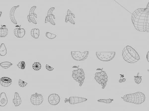 fruits and vegetables collection 3D Model
