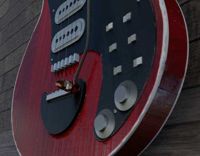 red special electro guitar 3D 模型 .c4d .max .obj .3ds .fbx .stl .blend 