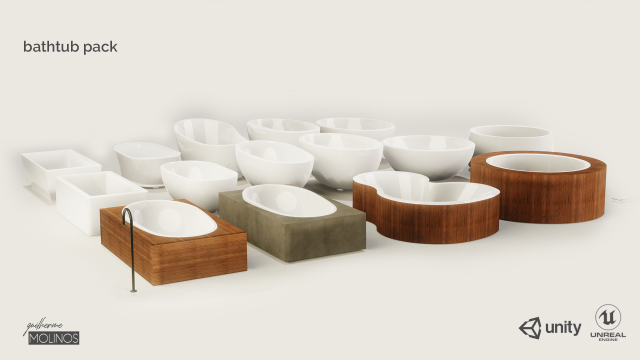 bathtub pack Modèle 3D .c4d .max .obj .3ds .fbx .stl .blend