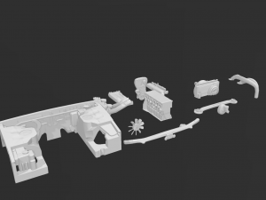 ENGINE ROOM WITH ENGINE R33-R34 TAMAYA SCALE 124 3D Druckmodell
