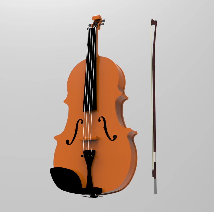 violin and bow 3D Model .c4d .max .obj .3ds .fbx .stl .blend 