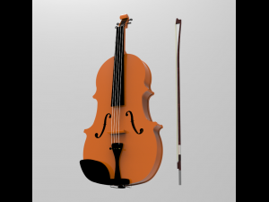 violin and bow 3D Model