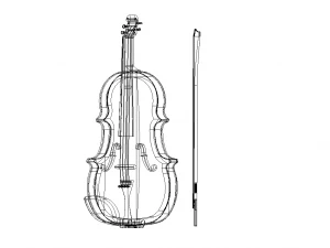 violin and bow 3D Model